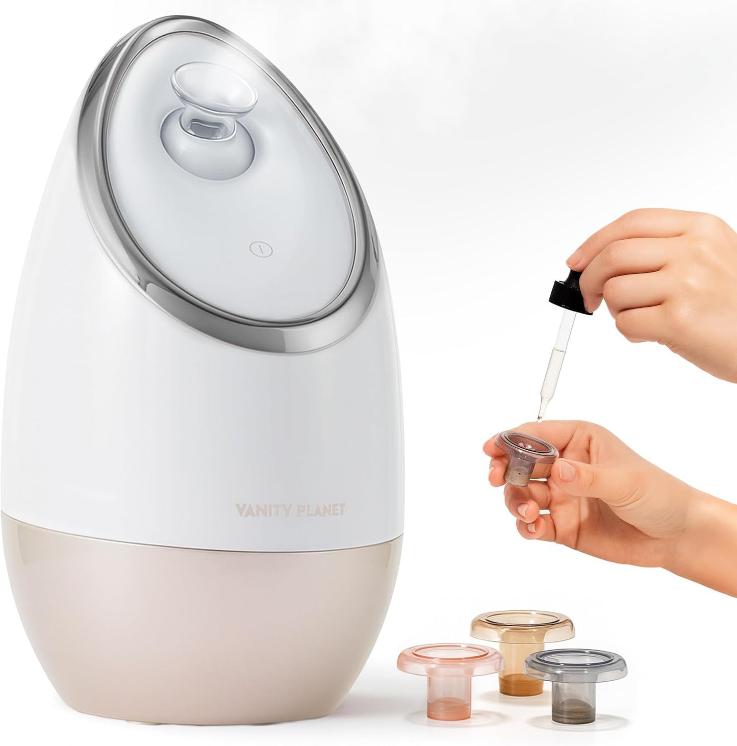 Vanity Planet Aira Ionic Facial Steamer (Rose Gold) - Pore Cleaner that Detoxifies, Cleanses and Moisturizes - Adjustable Nozzle, Water Tank with 3 Essential Oil Baskets