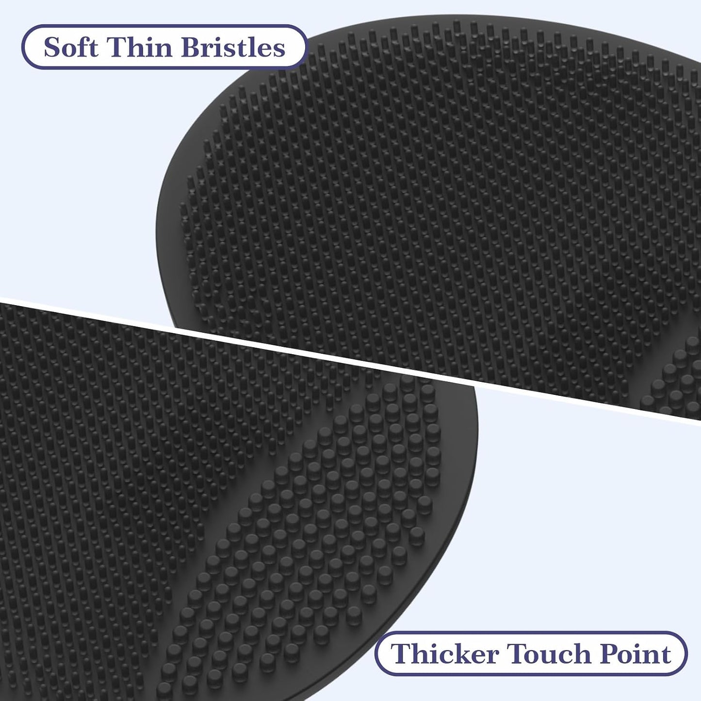 Manmihealth Silicone Back Scrubber & Soft Bath Glove Set 4 PCS(Thick Bristles), Super-Exfoliating Body Scrubber & Super-Lathering Shower Brush Combination, with 2 Adhesive Hooks (Black)