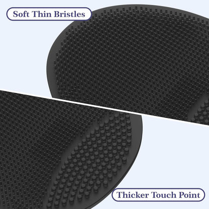 Manmihealth Silicone Back Scrubber & Soft Bath Glove Set 4 PCS(Thick Bristles), Super-Exfoliating Body Scrubber & Super-Lathering Shower Brush Combination, with 2 Adhesive Hooks (Black)