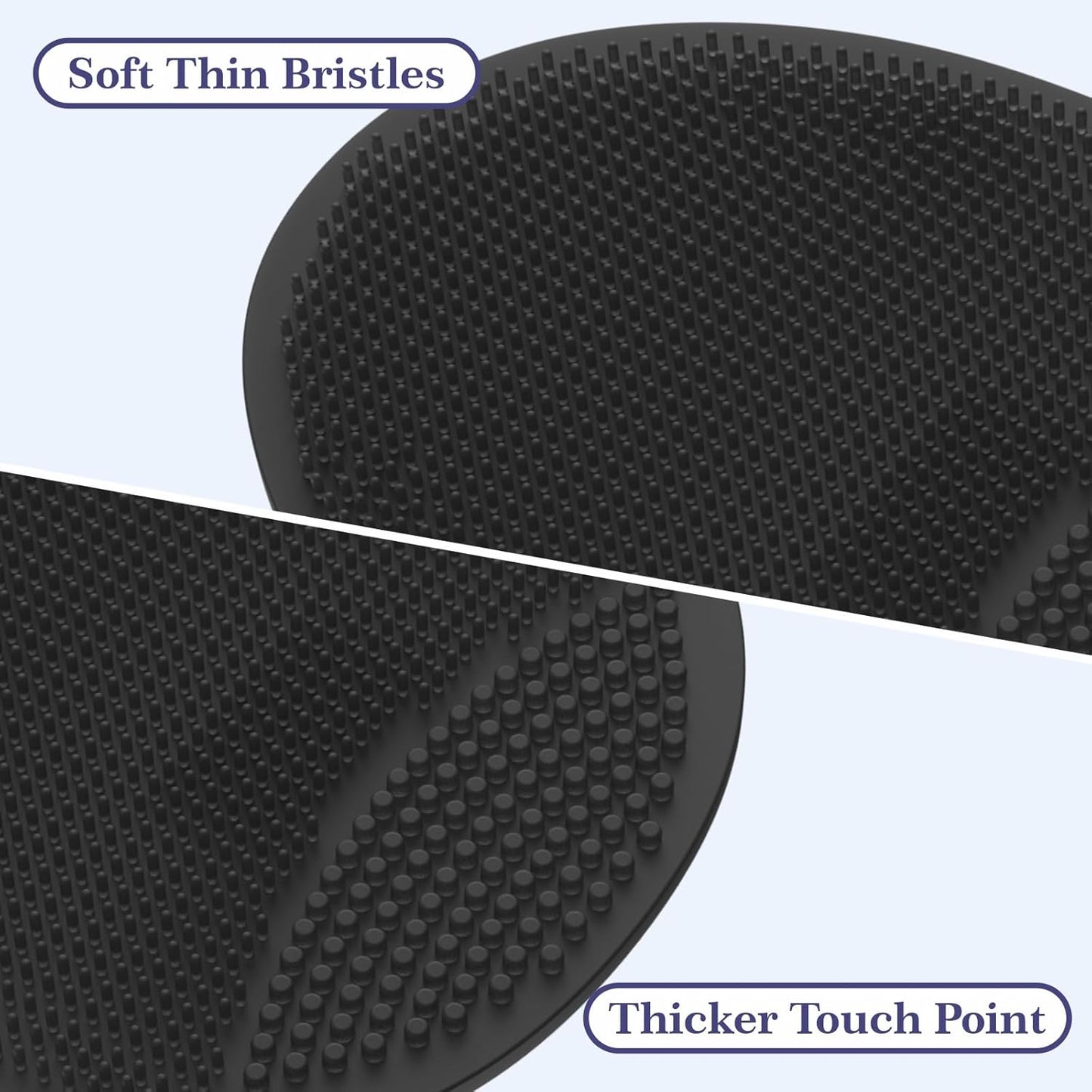 Manmihealth Silicone Back Scrubber (Thick Bristles) & Bath Glove & Face Brush Set (3PCS), Super-Exfoliating & Lathering Body Scrubber, Shower Brush, Face Scrubber Combination, with a Free Hook (Black)