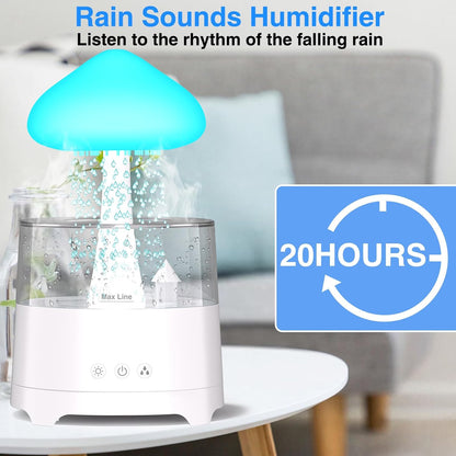 Diffuserlove Rain Diffuser Cloud Humidifier 450ML Diffuser Water Drip Waterfall Lamp Mushroom Humidifier (Size: 6.54''x10.5'')