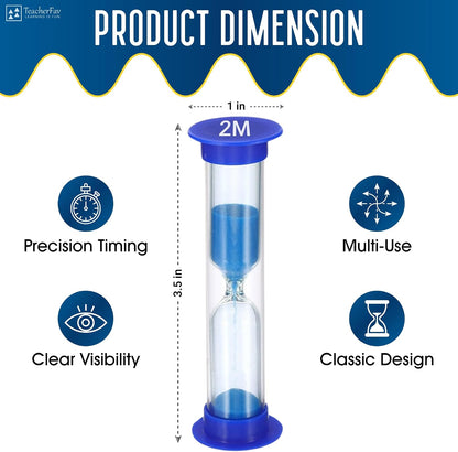 Sand Timer for Kids Set of 3 Small Colorful Hourglass Acrylic Covered Clock 1Min 2Min 5Min for Classroom, Home & Kids Room