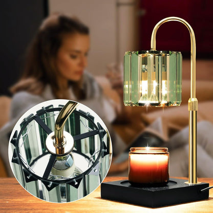 Yuichoy Candle Warmer Lamp with Timer, Dimmable Electric Candle Wamer Adjustable Height, Gifts for Women Mom, Glass Modern Candles Melter Lamp, Black