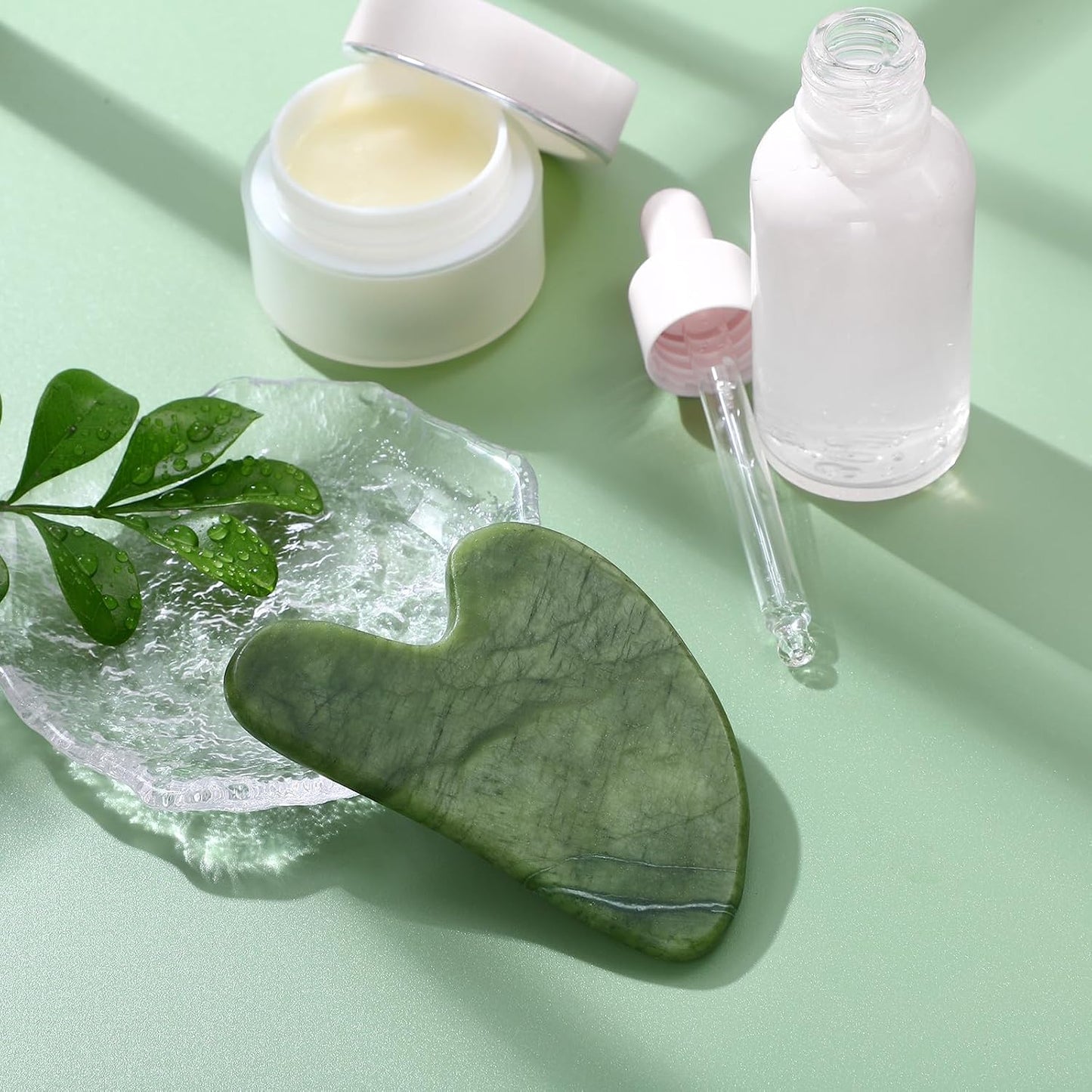 rosenice Gua Sha Facial Tools Guasha Tool Gua Sha Jade Stone Manual Massage Sticks for Jawline Sculpting and Puffiness Reducing for Face Body Tensions Reduce Festive Gifts