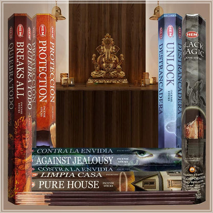 Hem Incense Sticks Variety Pack #23-120 Insence-Sticks (6 Incents x 20 Insense) + Incense Stick Holder with 6 Most Liked Scents Including Patchouli Dragons Blood White Sage Frankincense-Myrrh