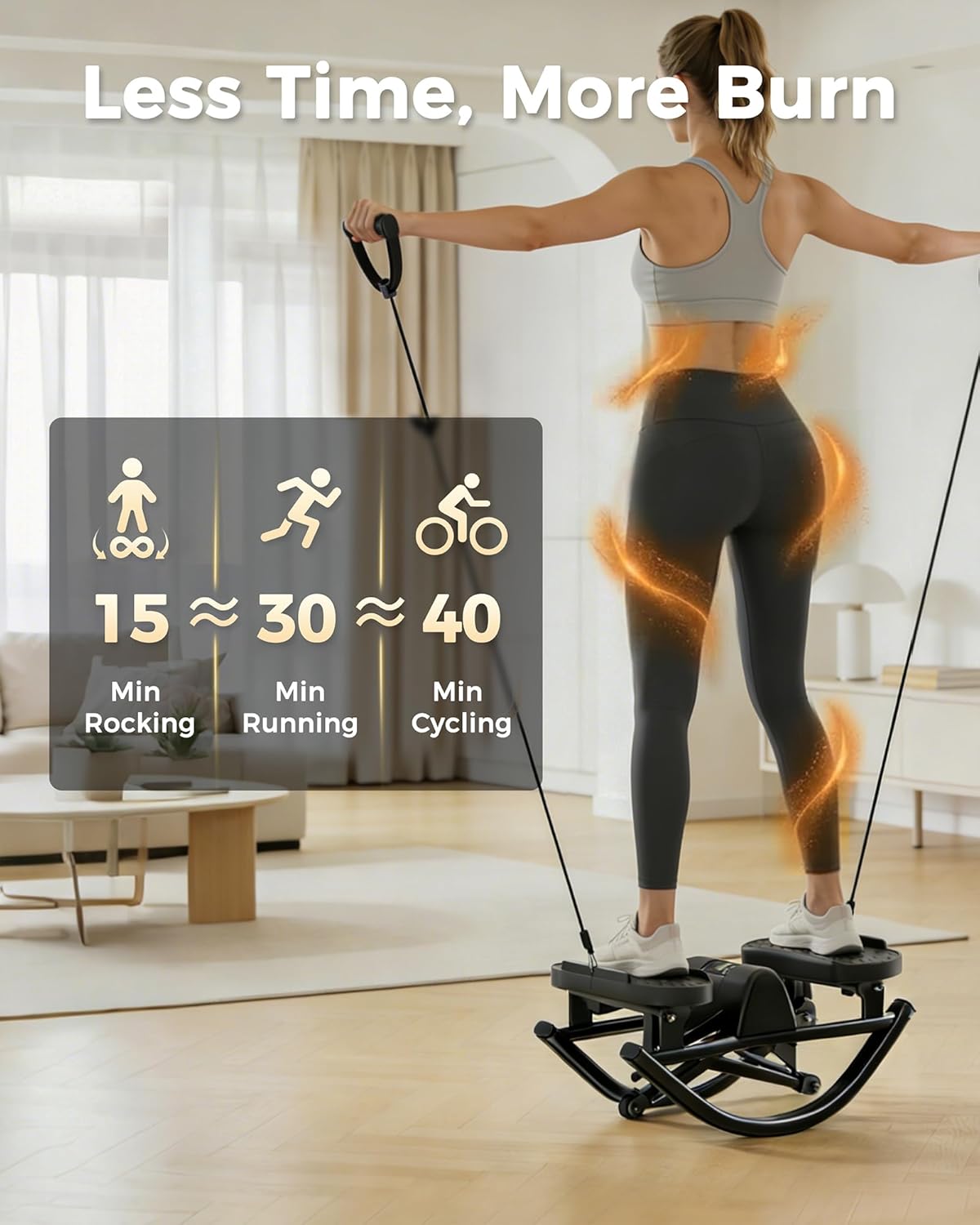 FineWay Upgraded Rock Stepper 2.0 for Exercise at Home, Rocking Stepper Side to Side, Low-Impact Knee-Friendly Exercise Machine with Resistance Bands, LCD Monitor & 330 LBS Capacity, Full Body Workout