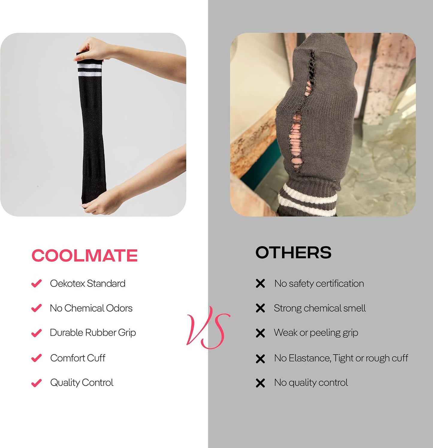 COOLMATE Pilates Socks with Grips for Women, Yoga Socks, Crew Non Slip Women for Barre, Pilates Gifts for Women - Colors A