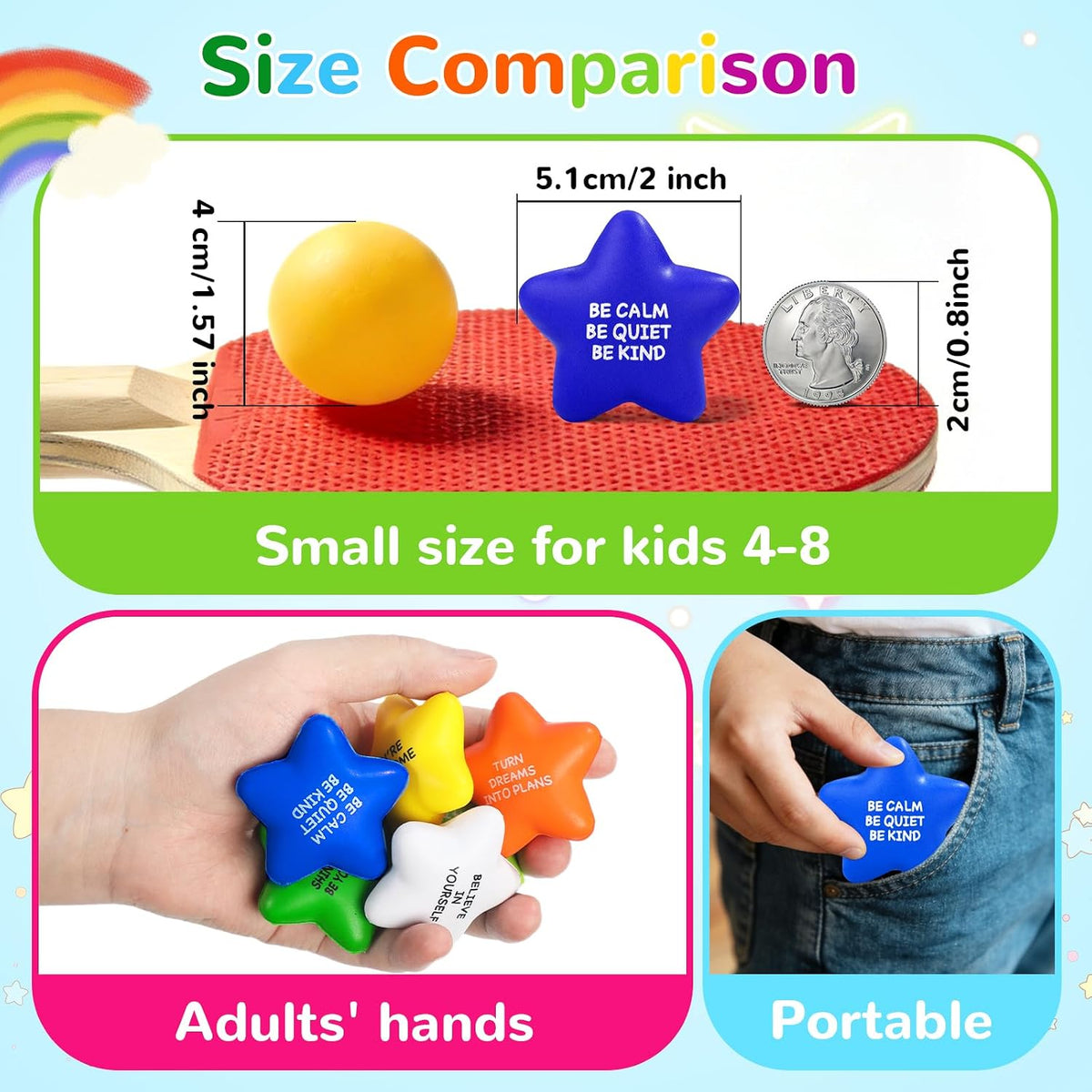 108 Pack Motivational Stress Balls Bulk for Adults & Kids Foam Stress Toys