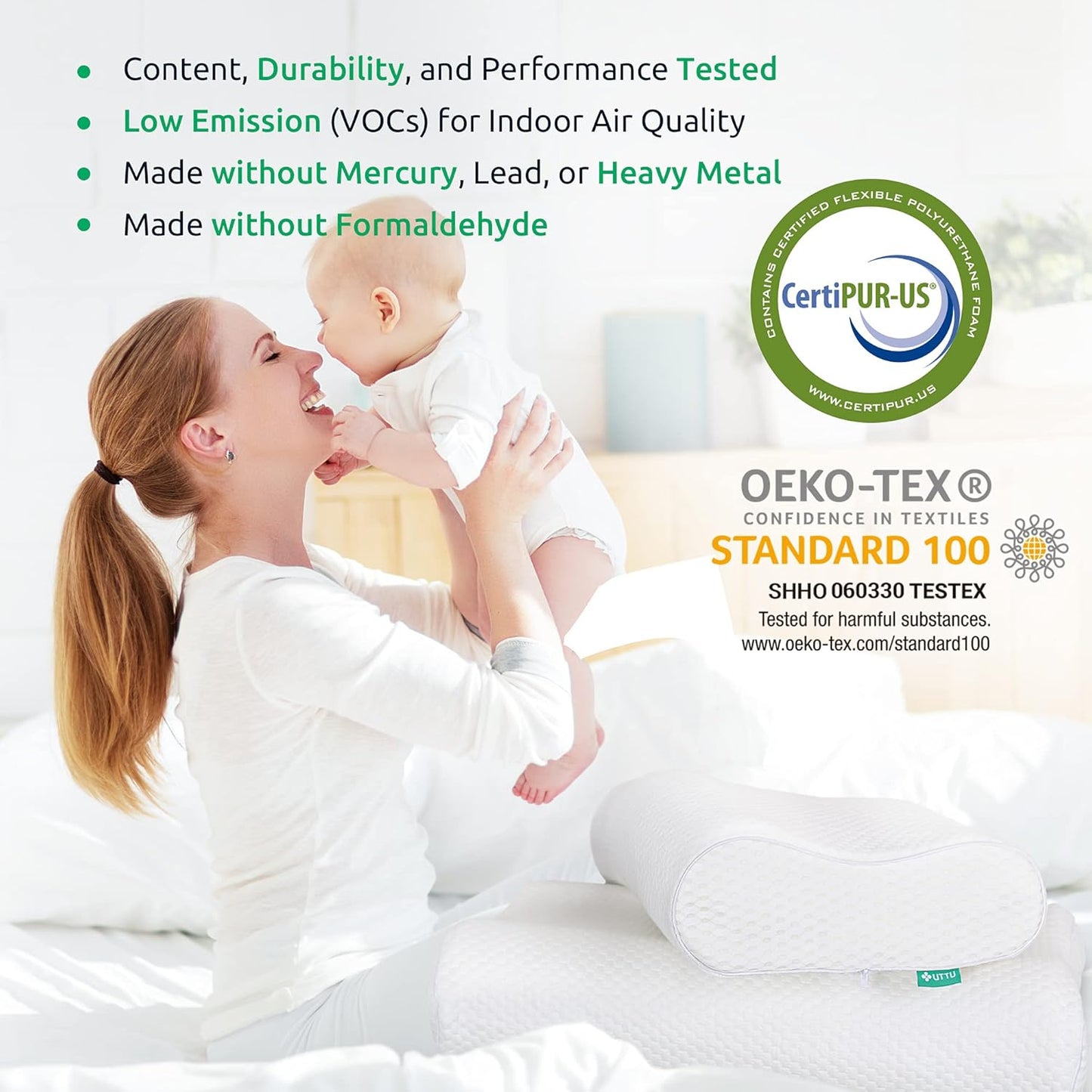 UTTU Cervical Pillow for Neck Pain Relief, Memory Foam Neck Pillow for Sleeping, Adjustable Orthopedic Sandwich Pillow, Contour Cooling for Side Back Stomach Sleeper, Queen(23.6"×13.8"×5.2"/4.5")