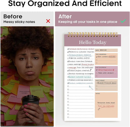 Taja To Do List Notepad - To Do List Notebook for Work with 52 Sheets, 9.8" x 6.5", Undated Daily Planner Perfect for Daily Tasks and Goal Setting, Notepad Suitable for Office, Home & School - Violet Dream