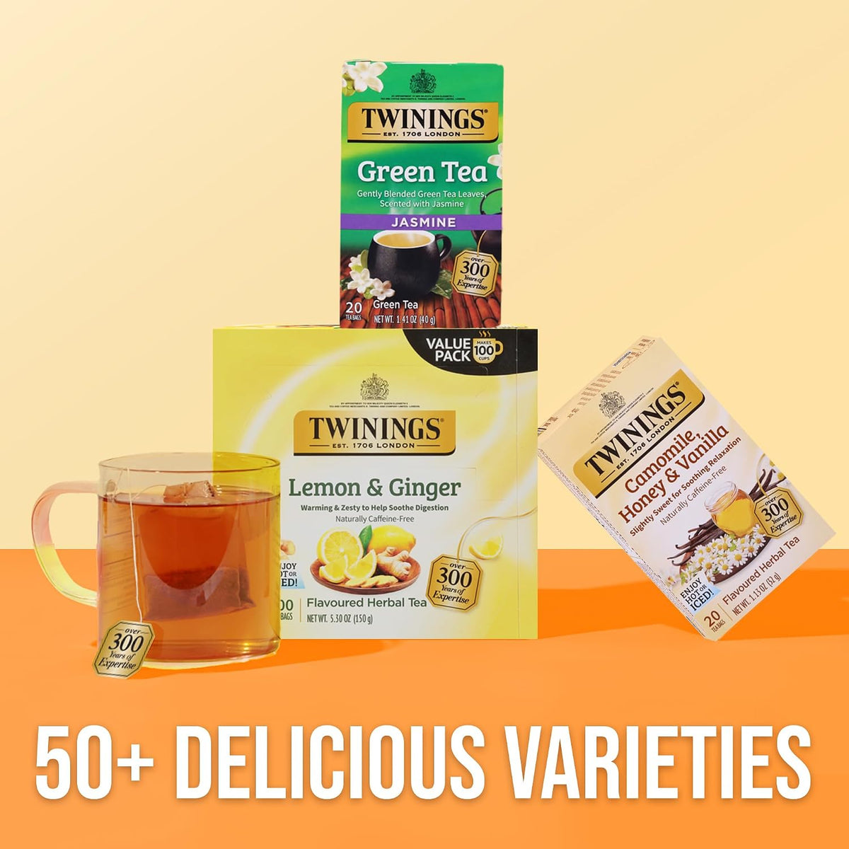 Twinings Pomegranate & Raspberry Herbal Tea Individually Wrapped Bags, 20 Count (Pack of 1), Naturally Caffeine-Free, Enjoy Hot or Iced, 20 Teabags