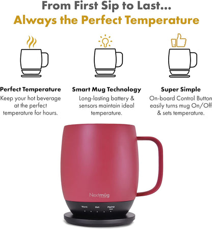Nextmug - Temperature-Controlled, Self-Heating Coffee Mug (Black - 14 oz.)