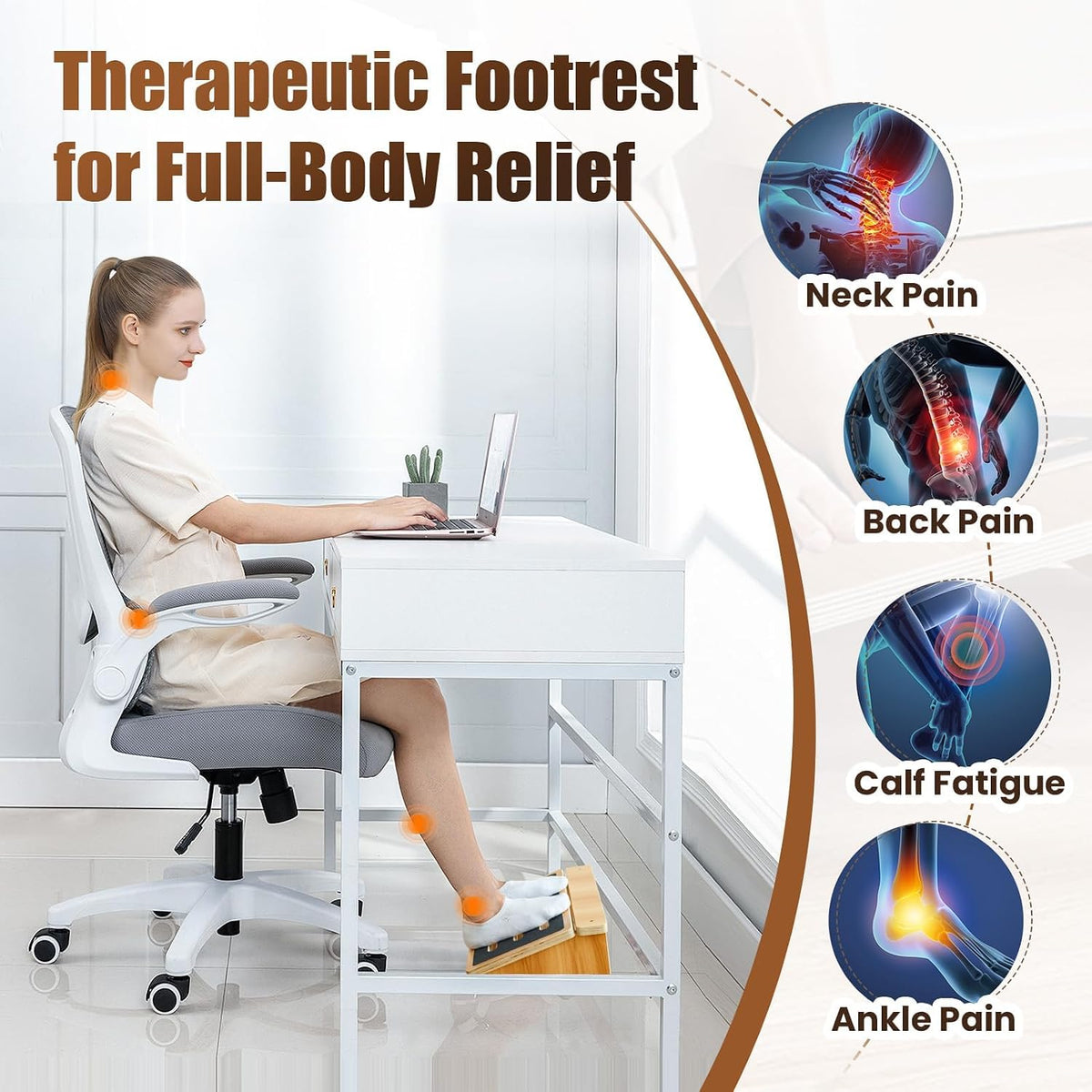 StrongTek Under-Desk Footrest, 4.5 in High, Non-Slip, 300 lb, Office Use