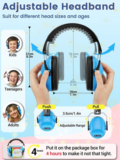 Dr.meter Ear Muffs for Noise Reduction: 27.4SNR Noise Cancelling Headphones for Kids Adults, EM100 Adjustable Hearing Protection Earmuffs for Monster Jam, Autism Sensory, Concerts, Fireworks- 3PACK