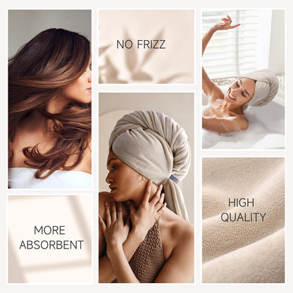 Umisleep 100% Microfiber Hair Towel, 41" x 22" Super Absorbent Towel Wrap with Elastic Loop, Large Curly Hair Towel for Women Long, Thick Hair, Camel