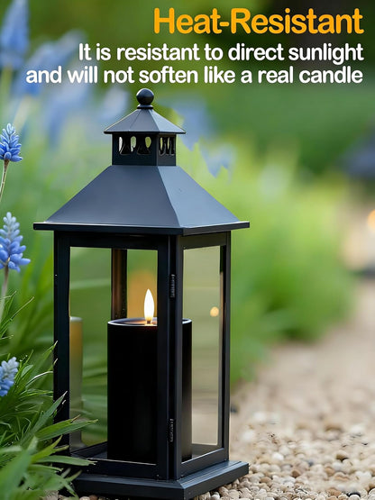 Gmnee 3"x4" Outdoor Waterproof Flameless Candles with Remote and Timers, LED Candles, Battery Operated Candles, Electric Fake Pillar Candles for Patio, Porch, and Lanterns Decor (Ivory, Plastic)