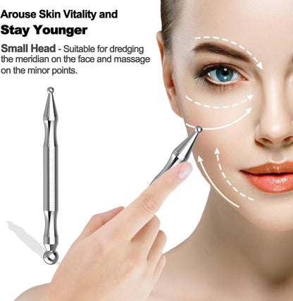Melonsun Stainless Steel Acupuncture Pen for TMJ Relief, FSA-HSA-Eligible TMJ Massager for Jaw Clenching, Acupressure Facial Tool for Face Reflexology & Full-Body Pressure Point Massage