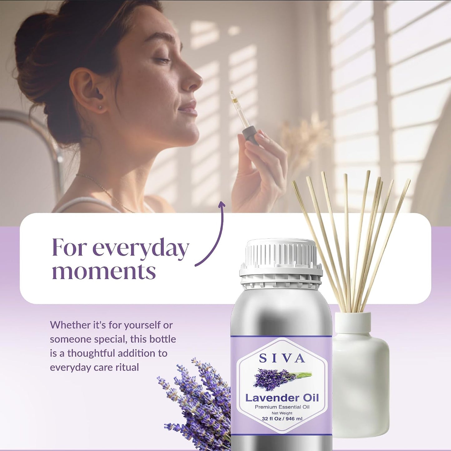 Siva Lavender Essential Oil, Huge Bottle, Large Size, 16 Fl Oz (473 ml)