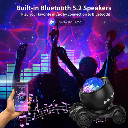 ENOKIK Galaxy Projector, Star Aurora Projector Built-in Bluetooth Speaker, Night Light for Kids Adults, White Noise Light for Home Decor/Relaxation/Party/Music/Gift (Black)