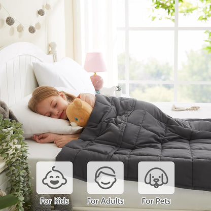 L'AGRATY Weighted Lap Pad 7lb: Small Weighted Blanket for Adults - Cooling Portable Travel Blanket for Relaxation Sleeping - Washable All-Season (29" x 24")
