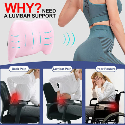 BYMECOST Lumbar Support Pillow for Car, Memory Foam Car Seat Back Support Pillow for Driving, Back Cushion with Strap for Pain Relief, Ergonomic Back Cushion for Office Chair, Wheelchair (Black)