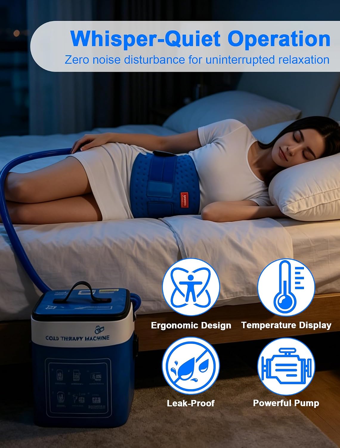 Cold Therapy Machine for Foot Ankle Surgery, Ice Therapy Machine with Pressure Regulator, Timer & Temperature Display, Cryotherapy Unit with Foot Ankle Ice Pack Wrap for Post-Surgery Recovery