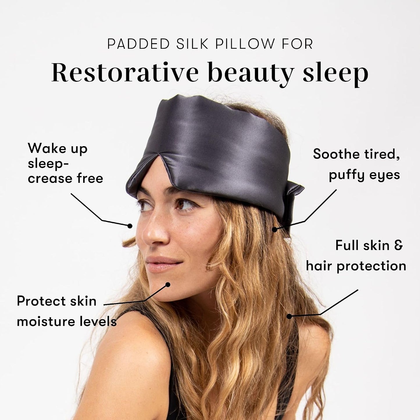DROWSY Silk Sleep Mask - Face-Hugging, Padded Cocoon for Luxury Sleep in Total Darkness - 100% Pure Mulberry Silk (Black Jade)