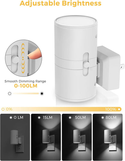 L LOHAS LED Night Light, Amber Nightlight, Dimmable Night Light 100LM, Light Sensor, Yellow Nightlight, Sleep Light for Kids, Soft & Warm Light for Bedroom, Hallway, Bathroom, 2 Pack