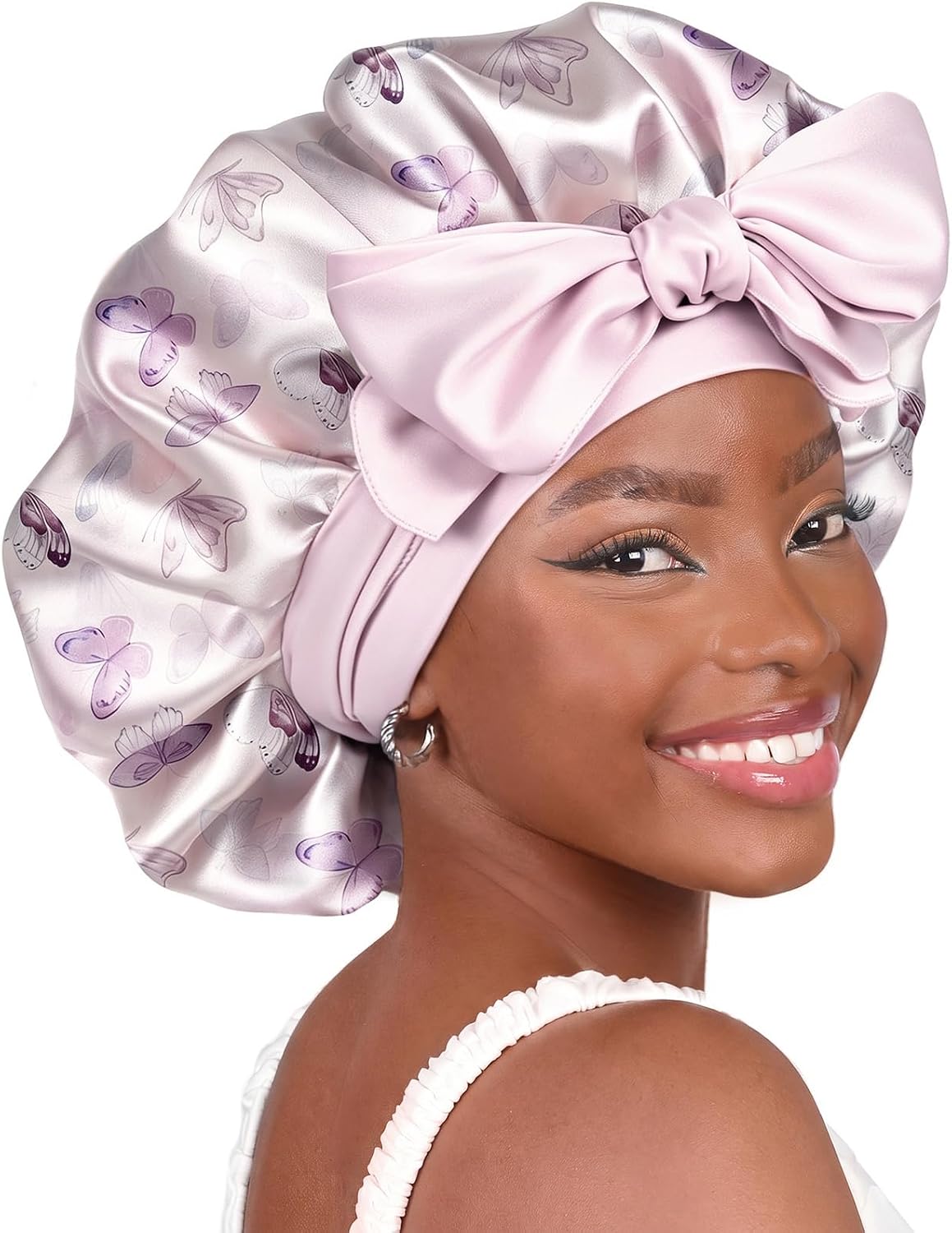 YANIBEST Adjustable Satin Bonnet for Sleeping Women Double Layer Hair Wrap Reduce Friction Prevent Frizz Natural Curly Hair