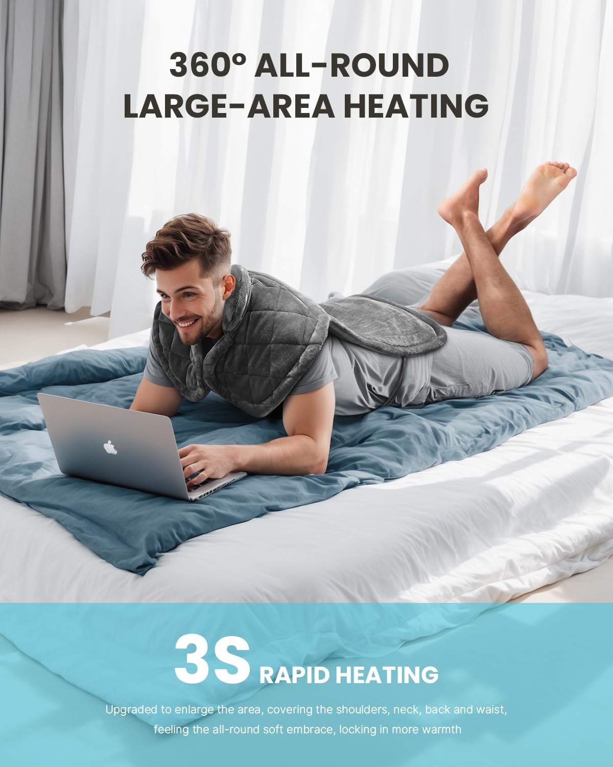 iDOO Heating Pad for Neck and Shoulders and Back for Pain Relief, Fathers Day Dad Gifts for Men, FSA Eligible Items & HSA Store, Large 24"x33" Weighted Electric Heat Pads for Back Gray