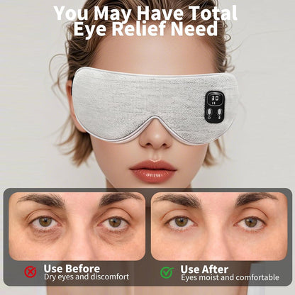 Heated Eye Masks for Dry Eyes, FSA-HSA Eligible，EyeRelief, Improved Sleep, Washable Eye Heating pad for Travel Removable for Cleaning and 2 Replaceable Shell, 4-Level Timing and Temperature (Gray)