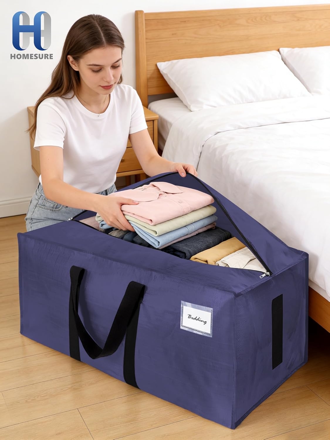 HOMESURE Supports 200lbs Heavy Duty Moving Bags - Strong Zipper & Wrap-Around Handles - Water-Resistant Storage Totes, Durable Alternative to Moving Boxes - - Semi-Transparent