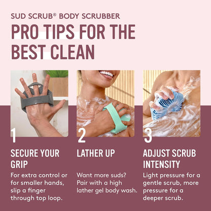 Sud Scrub® Antimicrobial Silicone Body Scrubber, Exfoliating Body Brush for Sensitive Skin, Antibacterial Shower Scrubber for Body, Bathroom Essentials for Men & Women, Charcoal