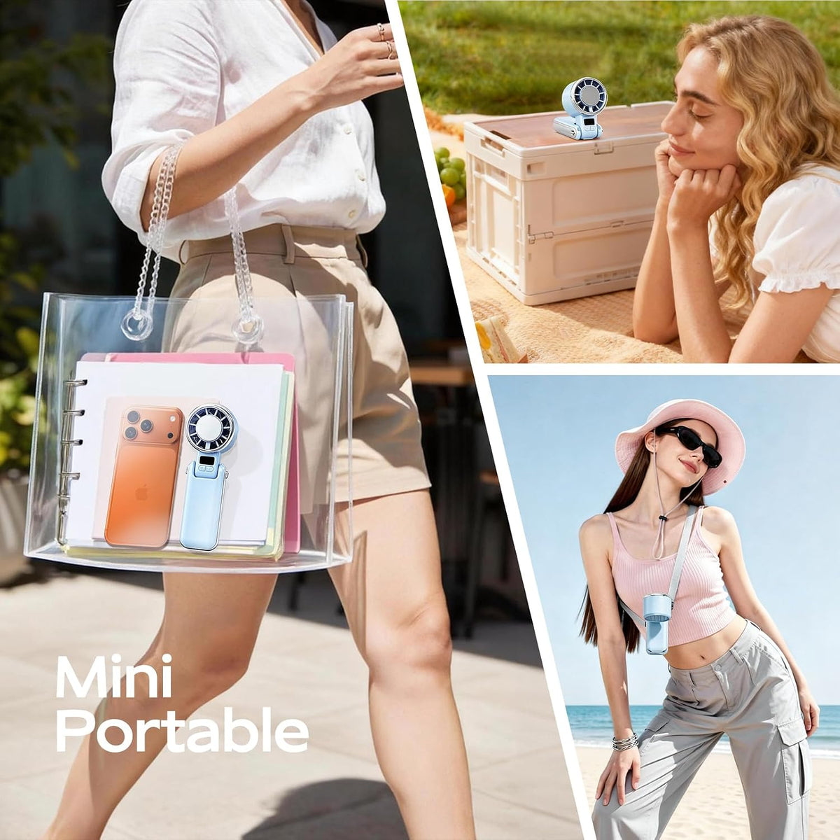 SHEWIND Portable Handheld Fan with Ice Cooling-5 Gear High Speed Turbo Personal Fan Rechargeable,Up to 11 Hrs,Mini Fan Handheld,Europe Travel Essentials Accessories, Beach Vacation, Gifts for Women