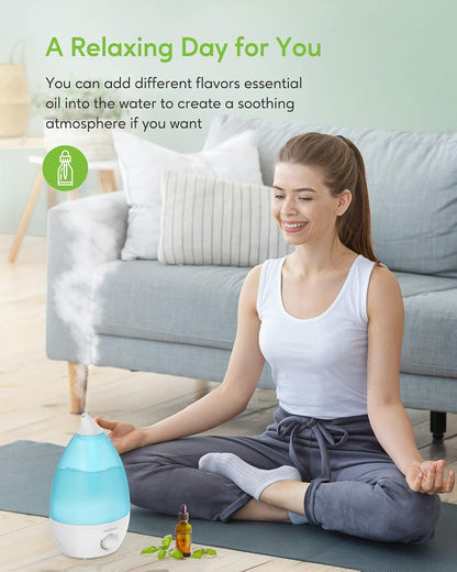 MegaWise Ultrasonic Cool Mist Humidifier SK7620 - 1.5L Capacity, Whisper-Quiet Operation, Adjustable Mist Output, Auto Shut-Off - Ideal for Home, Office, Baby Room, and Bedroom