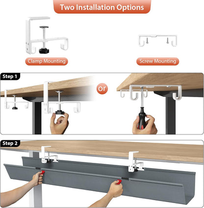 Univivi No Drill Under Desk Cable Management Tray, 36 inch Cable Management
