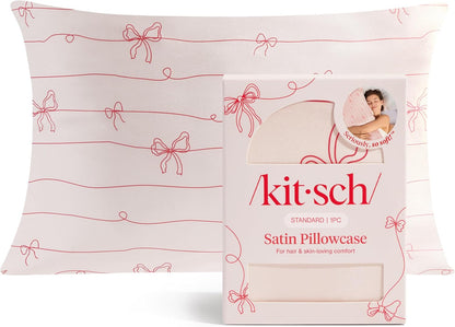Kitsch Satin Pillowcase with Zipper for Hair & Skin - Softer Than Silk Pillow Cases, Smooth Cooling Satin Pillow Case, Wrinkle-Free, Machine Washable - Pillow Cases Standard Size (19x26) - Blush