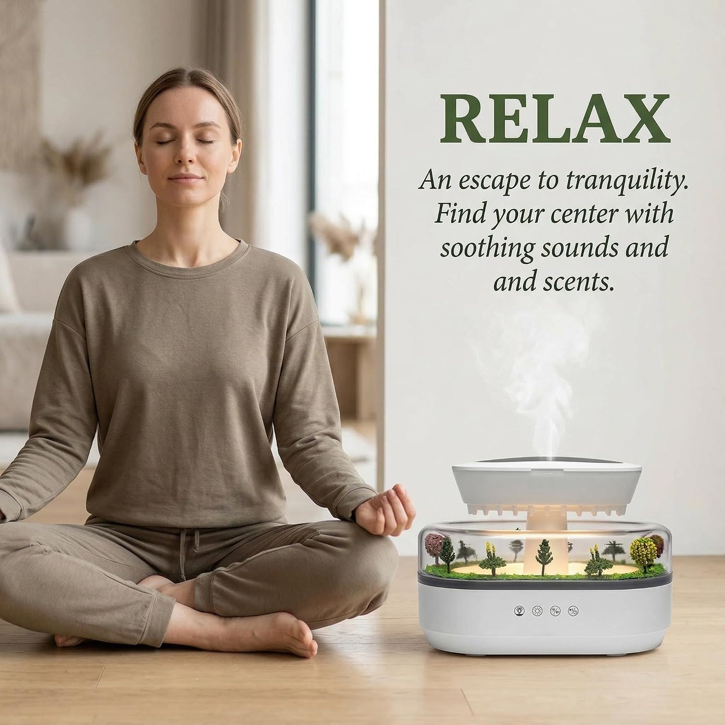 Raindrop 250ML Essential Oil Diffuser Aromatherapy Humidifier - Large Opening Tank, Natural White Noise, Colorful Lights, Fine Atomization, Quiet Operation for Bedroom/Living Room/Office