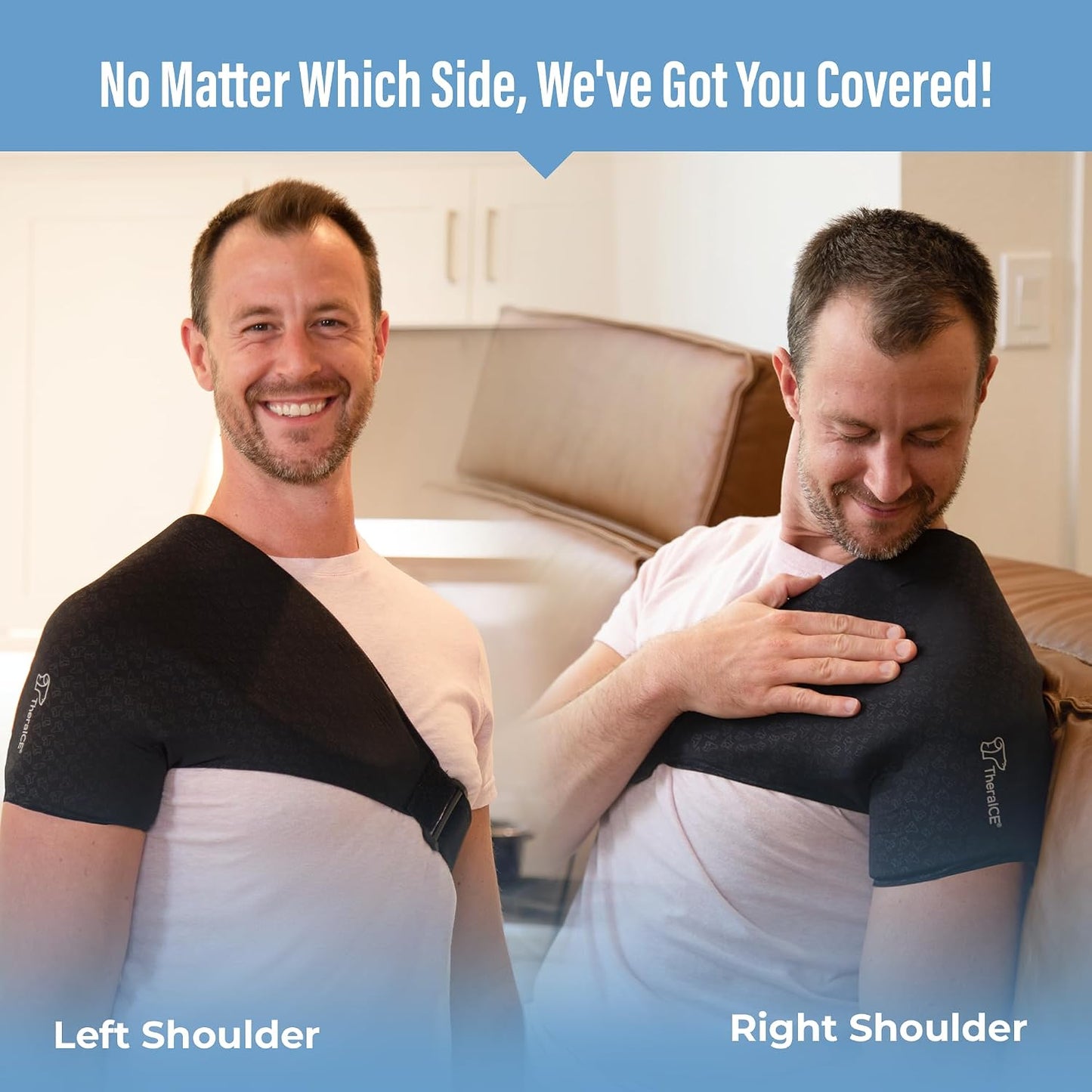 TheraICE Shoulder Ice Pack Wrap PRO Compression Sleeve for Rotator Cuff Relief & Frozen Injury Arm Pain Cold Therapy Recovery Brace After Surgery | FocusZone Technology Reusable Support | Men & Women