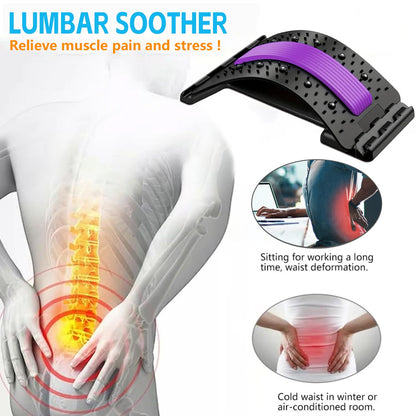 Back Stretcher - 4-Level Adjustable Lumbar Support Board & Back Cracker for Lower Back Pain Relief, Home Office Use (Blue)