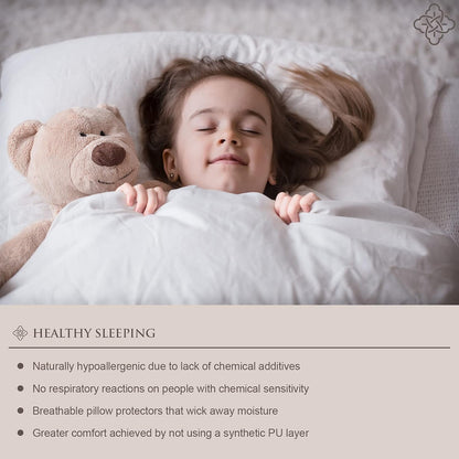 Bioweaves 100% Organic Cotton Breathable Pillow Protectors GOTS Certified with Zipped Closure – Standard, 20 x 26 inches, 2-Pack