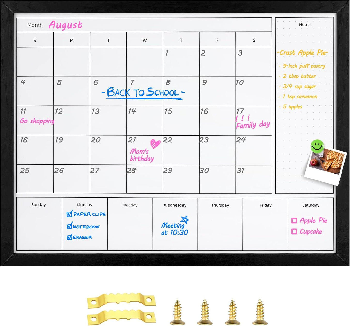 3-in-1 Dry Erase Calendar for Wall, Magnetic Surface Calendar Whiteboard