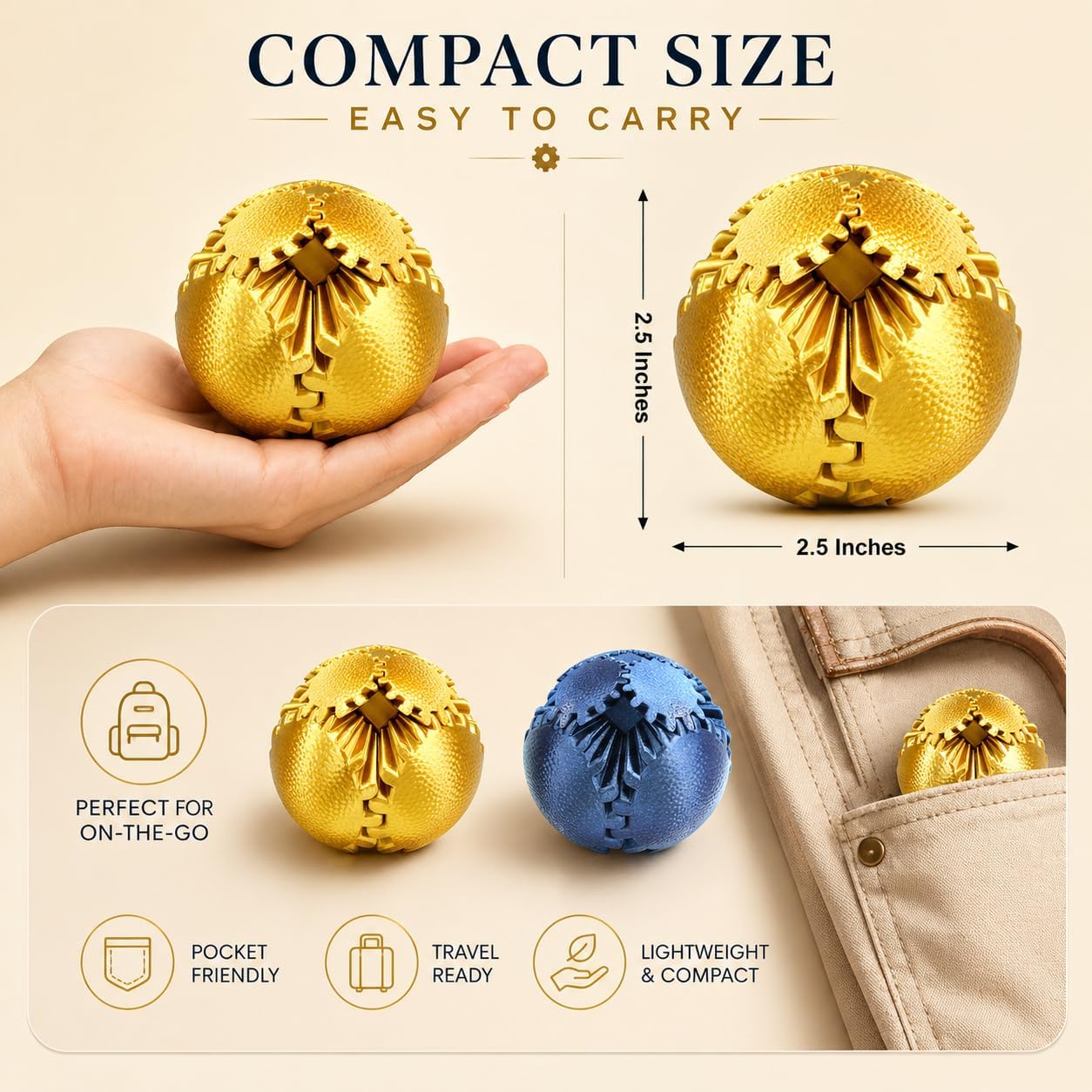 Gear Ball Fidget Toys Steampunk Gear Sphere Stress Relief for Kids Adults 3D Printed Unique Funny Birthday Gift for Christmas White Elephant Stocking Stuffer Easter (Ombre Purple, Dia. 2.5" )