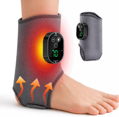 AWIL Rechargeable Ankle Foot Massager Wrap with Heat & Vibration, 6 Heating Levels & 3 Vibration Modes, Adjustable Wearable Massager for Foot Ankle Calf Wrist, Portable for Home Office Travel-1pcs