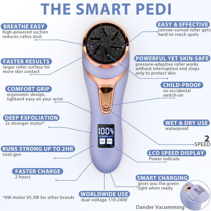 Electric Callus Remover for Feet with Vacuum, Professional Pedicure Tools Kit, Rechargeable Waterproof Foot File for Foot Care Deadskin Remover with 3Heads&2Speed,LCD Display