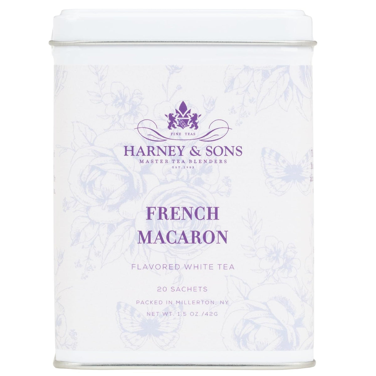 Harney & Sons French Macaron, White Tea, 20 sachet tin