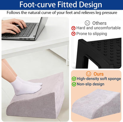 Foot Rest for Under Desk at Work, Ergonomic Under Desk Footrest with Washable Cover for Office, Home & Gaming Leg Elevation Pillow Black