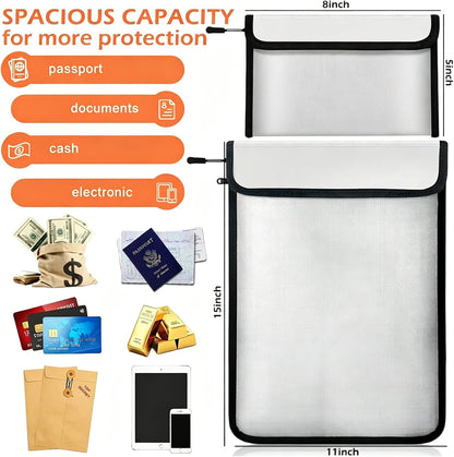 Fireproof Waterproof Document Bag Upgraded Two Pockets - 4200℉ Protection