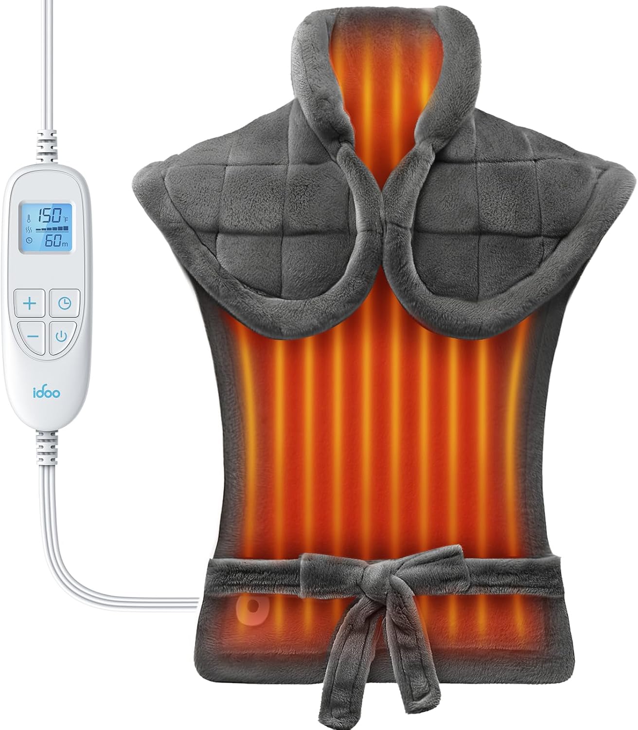 iDOO Heating Pad for Neck and Shoulders and Back for Pain Relief, Fathers Day Dad Gifts for Men, FSA Eligible Items & HSA Store, Large 24"x33" Weighted Electric Heat Pads for Back Gray