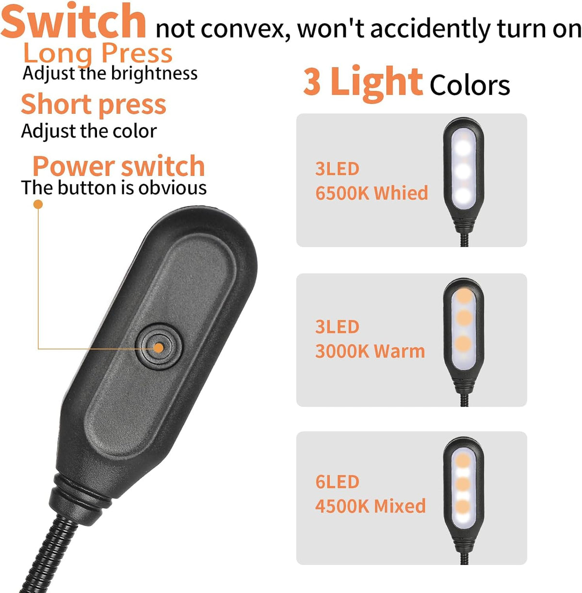 4 Pack Reading Light with 3 Color Temperature, 6 LED Book Clip Lamp for Reading in Bed, Easily Clip on to a Small Mini Lightweight Book Lights for Read Book Lovers